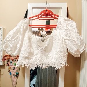 Fashion Nova Lace Crop W/ Puff Sleeve - worn once